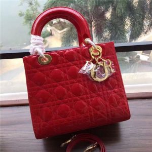 Christian Dior Lady Dior Medium Patent Leather Quilted Bag-Gold Hardware (Varied Colors)