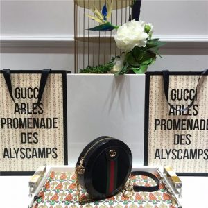 Gucci Mini Round Shoulder Bag Canvas/Suede (Varied Colors)