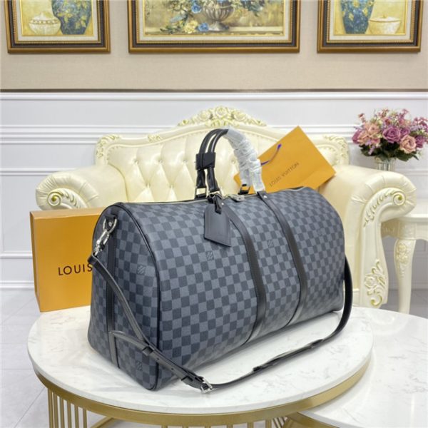 Louis Vuitton Keepall Bandouliere 55 Damier Graphite Fake Canvas Bags