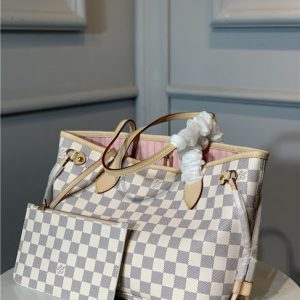 Louis Vuitton Neverfull PM Replica Damier Azur Canvas Rose Ballerine