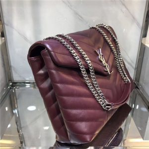 YSL Medium LOULOU Chain Bag “Y” Matelasse Leather Bordeaux