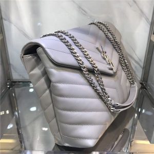 YSL Medium LOULOU Chain Bag Grey “Y” Matelasse Leather