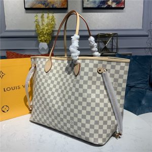 Louis Vuitton Damier Replica Azur Canvas Neverfull Bag GM Beige