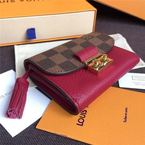 Louis Vuitton Croisette Compact Wallet Damier Ebene Lie De Vin