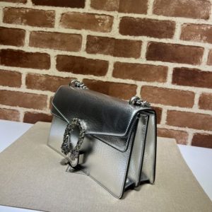 Gucci Dionysus GG Supreme Shoulder Bag Silver Leather