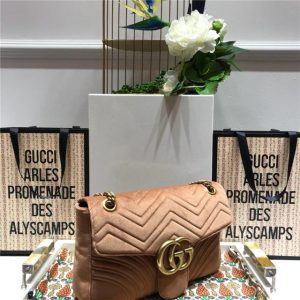 Gucci GG Marmont Matelasse Large shoulder bag Taupe Velvet