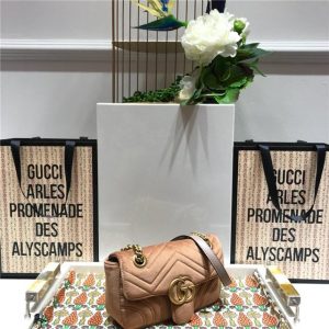 Gucci GG Marmont Velvet Mini Bag Taupe Velvet