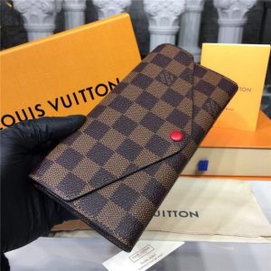 Louis Vuitton Josephine Wallet Damier Ebene Canvas Red