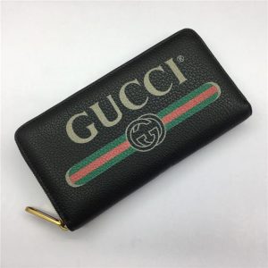 Gucci Print Leather Zip Around Wallet (Varied Colors)