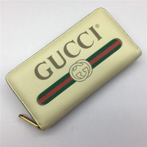 Gucci Print Leather Zip Around Wallet (Varied Colors)