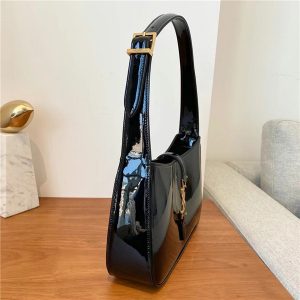 Yves Saint Laurent LE 5 A 7 Hobo Bag Black Patent