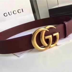 Gucci Leather Belt Replica with Double G Buckle (Varied Colors)