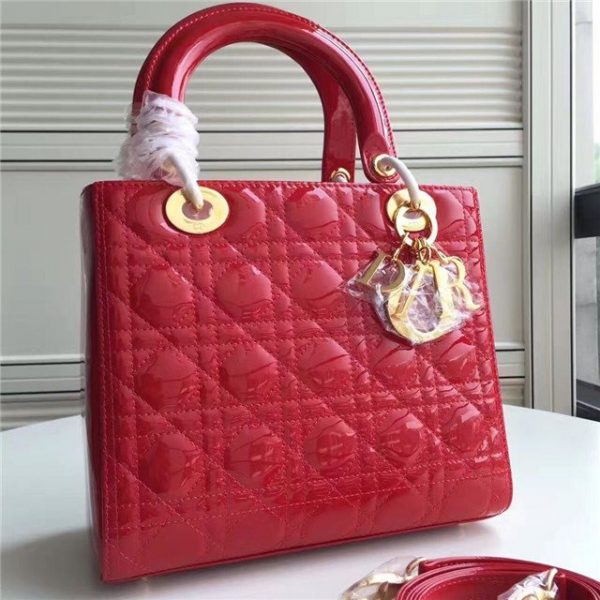 Christian Dior Lady Dior Medium Patent Leather Quilted Bag-Gold Hardware (Varied Colors)