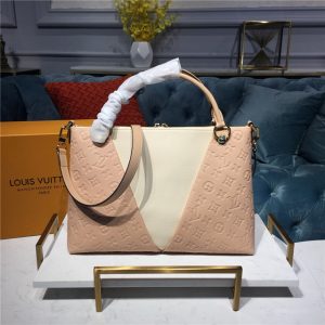 Louis Vuitton V Tote MM Monogram Empreinte Beige