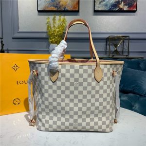 Louis Vuitton Damier Azur Neverfull Replica MM Rose Ballerine