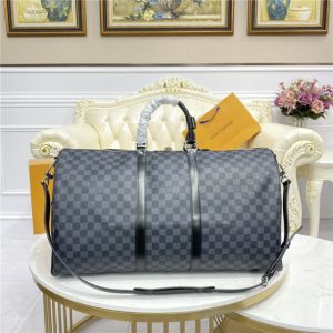 Louis Vuitton Keepall Bandouliere 55 Damier Graphite Fake Canvas Bags