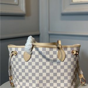 Louis Vuitton Neverfull PM Replica Damier Azur Canvas Rose Ballerine