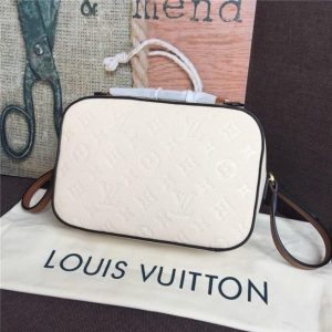 Louis Vuitton Saintonge Monogram Empreinte Leather Creme Caramel