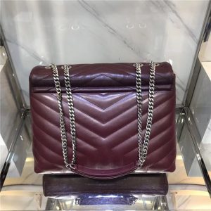 YSL Medium LOULOU Chain Bag “Y” Matelasse Leather Bordeaux