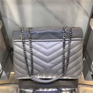 YSL Medium LOULOU Chain Bag Grey “Y” Matelasse Leather