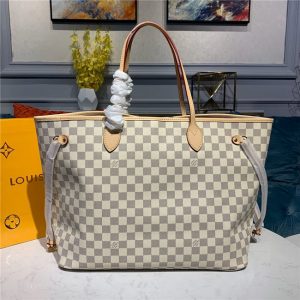 Louis Vuitton Damier Replica Azur Canvas Neverfull Bag GM Beige