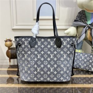 Louis Vuitton Neverfull MM Gray Denim