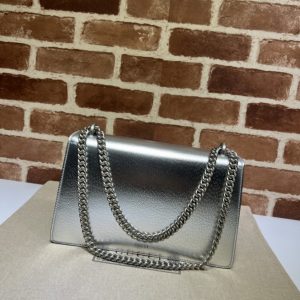 Gucci Dionysus GG Supreme Shoulder Bag Silver Leather