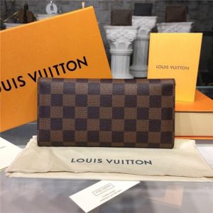 Louis Vuitton Josephine Wallet Damier Ebene Canvas Red