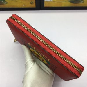 Gucci Print Leather Zip Around Wallet (Varied Colors)