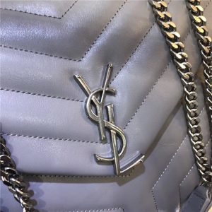 YSL Medium LOULOU Chain Bag Grey “Y” Matelasse Leather