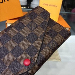 Louis Vuitton Josephine Wallet Damier Ebene Canvas Red