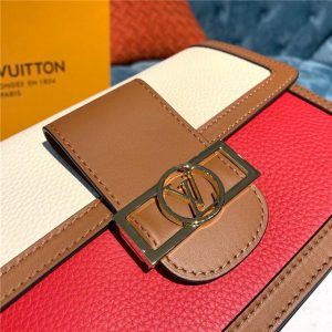 Louis Vuitton Dauphine MM Taurillon leather Panama / Scarlet