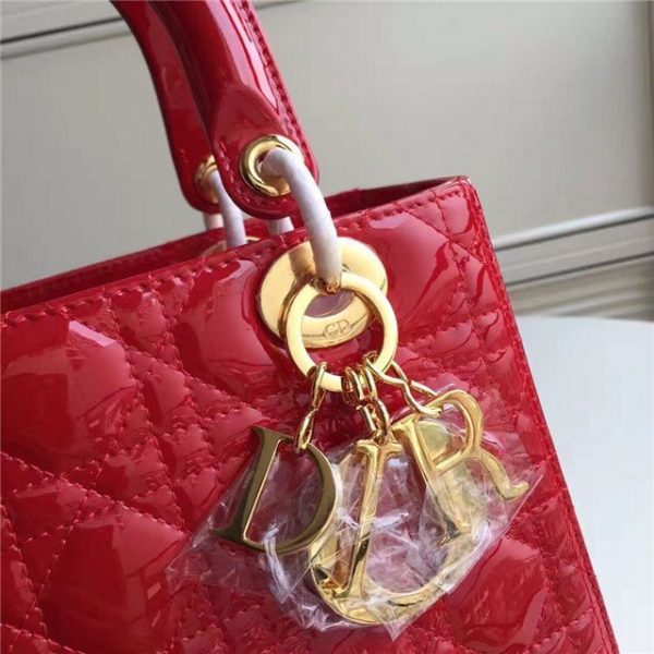 Christian Dior Lady Dior Medium Patent Leather Quilted Bag-Gold Hardware (Varied Colors)