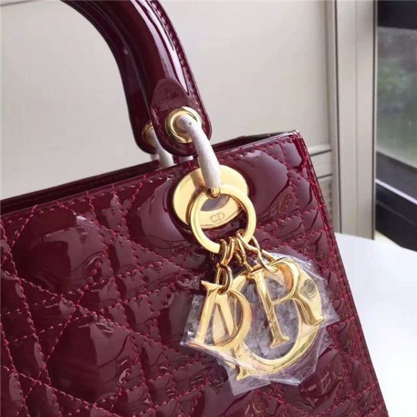 Christian Dior Lady Dior Medium Patent Leather Quilted Bag-Gold Hardware (Varied Colors)