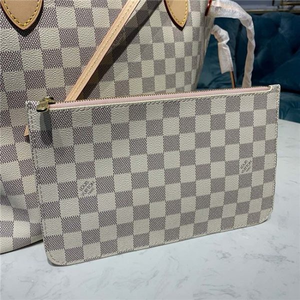 Louis Vuitton Damier Azur Neverfull Replica MM Rose Ballerine