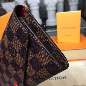 Louis Vuitton Josephine Wallet Damier Ebene Canvas Red