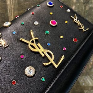 YSL Kate Medium Leather And Multicolor Charms Black