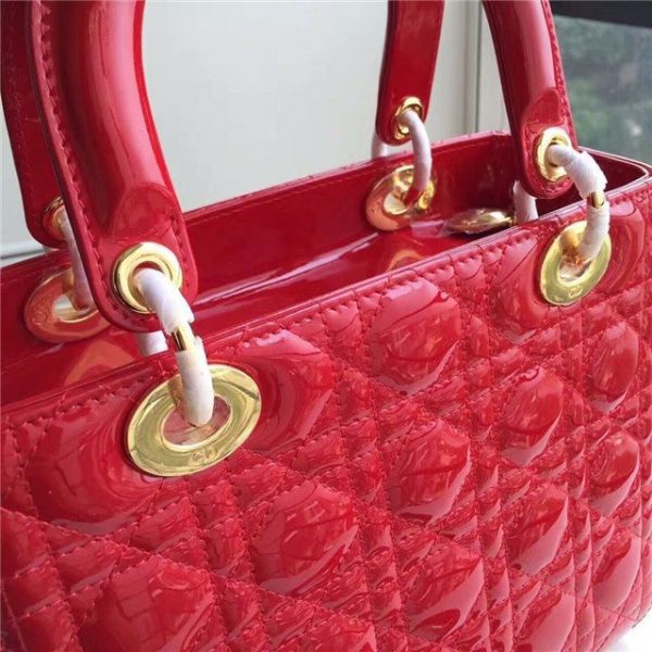 Christian Dior Lady Dior Medium Patent Leather Quilted Bag-Gold Hardware (Varied Colors)