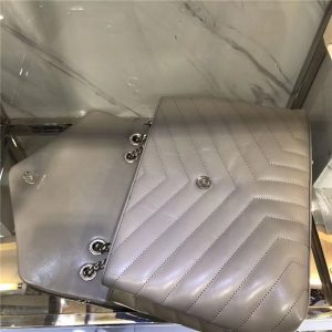 YSL Medium LOULOU Chain Bag Grey “Y” Matelasse Leather