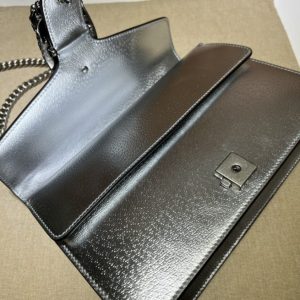 Gucci Dionysus GG Supreme Shoulder Bag Silver Leather