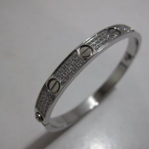 Cartier Love Bracelet Silver Full Diamonds