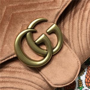 Gucci GG Marmont Matelasse Large shoulder bag Taupe Velvet