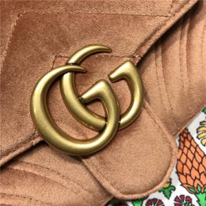 Gucci GG Marmont Velvet Mini Bag Taupe Velvet