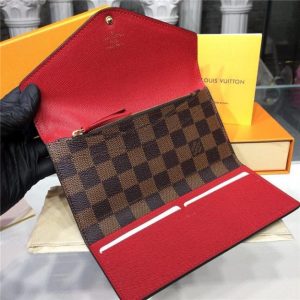 Louis Vuitton Josephine Wallet Damier Ebene Canvas Red