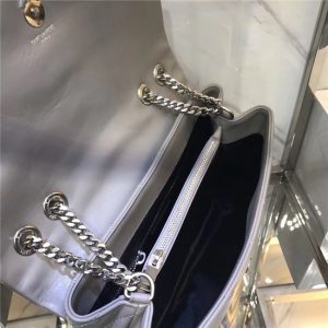 YSL Medium LOULOU Chain Bag Grey “Y” Matelasse Leather