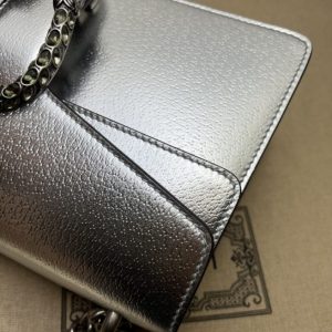 Gucci Dionysus GG Supreme Shoulder Bag Silver Leather