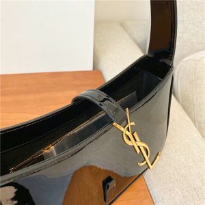 Yves Saint Laurent LE 5 A 7 Hobo Bag Black Patent