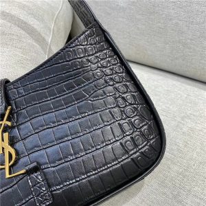 Yves Saint Laurent LE 5 A 7 Hobo Bag Black Crocodile