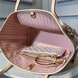 Louis Vuitton Neverfull PM Replica Damier Azur Canvas Rose Ballerine