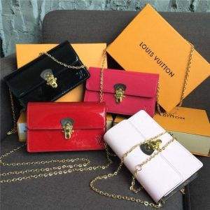 Louis Vuitton Cherrywood Chain Wallet Patent Leather (Varied Colors)